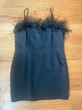 Vici Women's Black Feather Trim Slip Dress